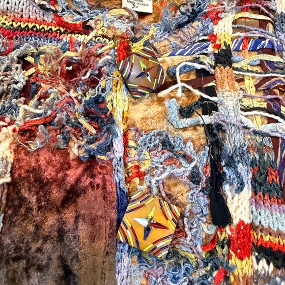 Sandy Starkman Wearable Art Jacket Velvet Wood Button Size 2XL Multi Color Rare - Picture 6 of 11